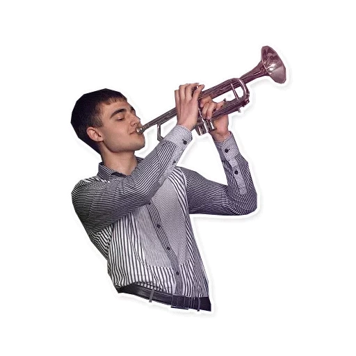 pipe, guy, the boy is a trumpeter, a pipe with a white background, a man with a tender pipe without a background
