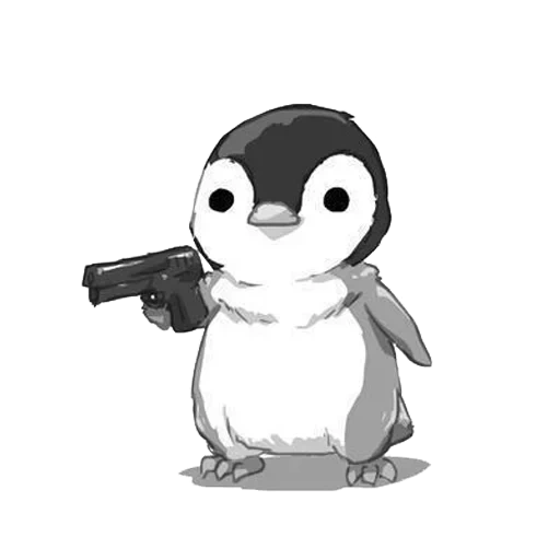 pinguim, desenho, o pinguim é giro, pinguim x hoo, pinguim com uma arma