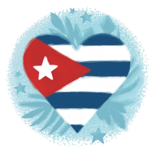 installation, icône du drapeau cubain, coeur du drapeau de cuba