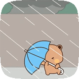 human, cute cartoon, cute drawings, mishka is an umbrella, the animals are cute