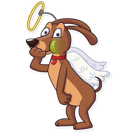 durbin, dog cartoon, halo dog, cupid the dog, cartoon dog