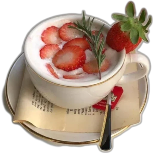 breakfast, dessert, strawberry tea, the food is delicious, aesthetics of strawberry dessert
