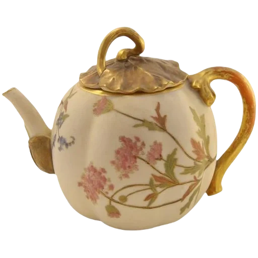 der wasserkocher, die teekanne, die teekanne, chinesische teekanne, royal worcester kessel gold