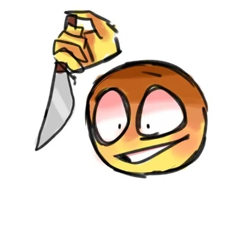 anime, wajah bodoh, smiley face knife, smiley face knife, emoticon painting