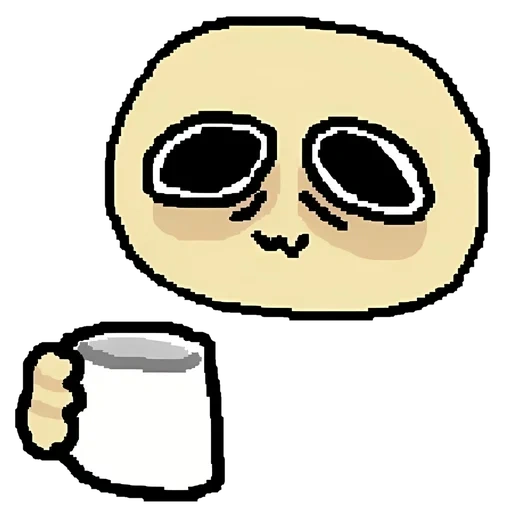 масюня, арт мемы, cursed emoji, эмодзи пьёт чай, смайлик ждёт красными глазами