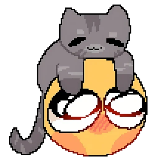 кот кот, керсед эмоджи, милые смайлики, недовольный смайлик, мемы пиксельные смайликами