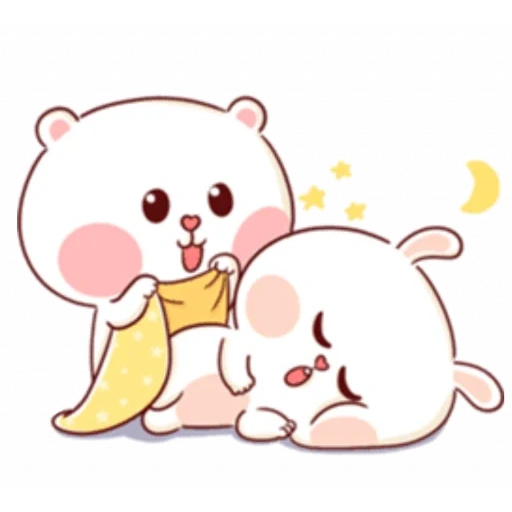 puffy bear, милые рисунки, marshmallow couple, puffy bear and rabbit, tuagom puffy bear and rabbit