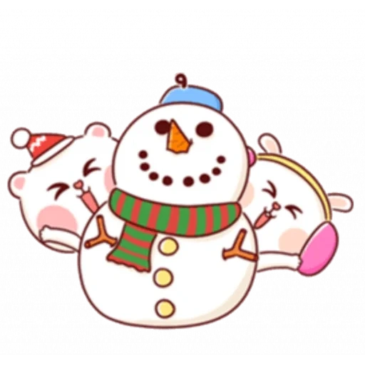 muñecos de nieve, dibujos de kavai, invierno del muñeco de nieve, muñeco de nieve de niños, sweet snowman eng