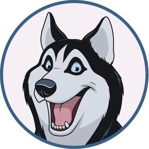 fornido, cazador de husky, husky redondo, dibujos animados, caricatura de husky