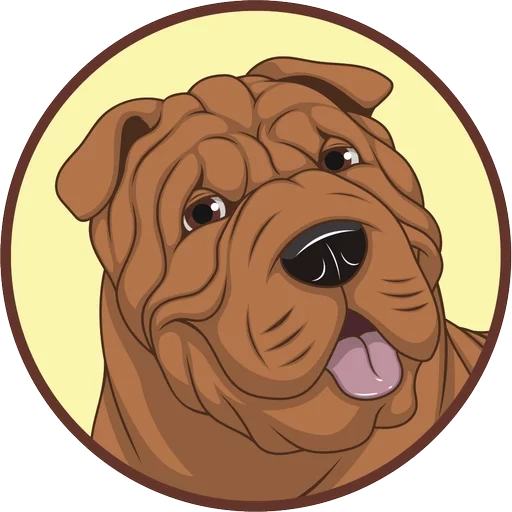 shar pei, red sharpei, sharee silhueta, cachorro sharpei, desenho animado de sharpi