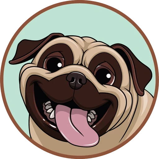 pug, pug, mops pops, cachorro pug, vetor de pug sorridente