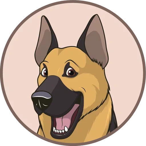 berger, berger allemand, le visage de cartoon shepherd, chien allemand berger, dessins de chien berger allemand avec une bouche ouverte