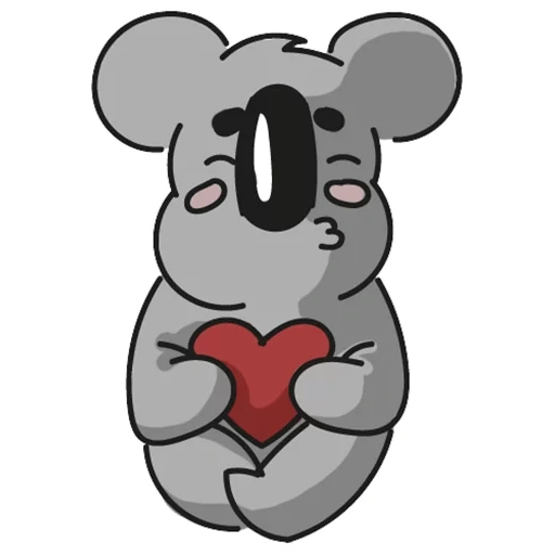 koala, ratón, ratón, corazón koala