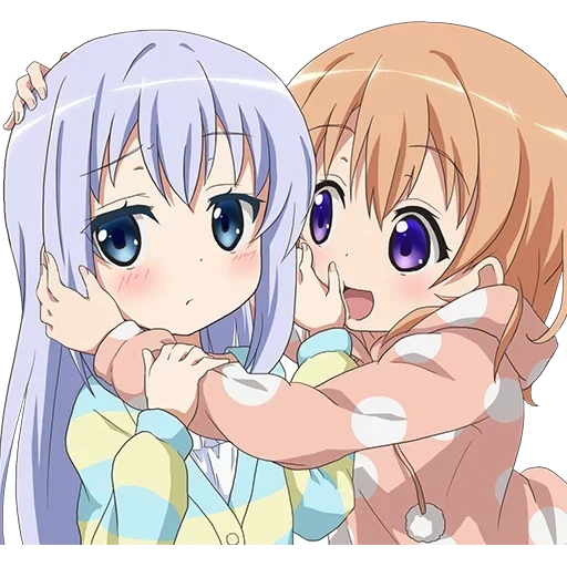 kafuu chino, девушки аниме, kafuu chino юри, три сестры аниме, gochuumon wa usagi desu ka аниме юри