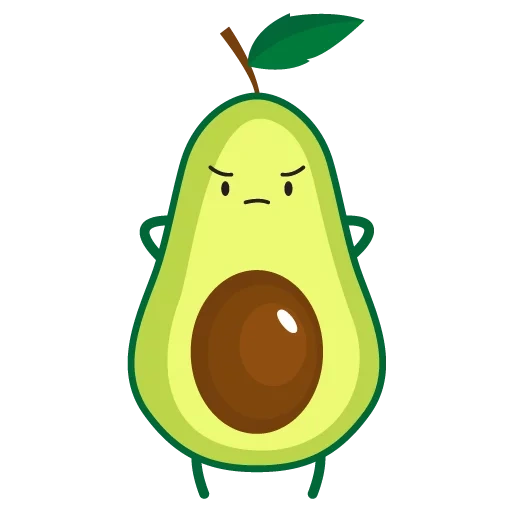 palta, aguacate triste, caricatura de aguacate, ilustración de aguacate, lindos dibujos de aguacate