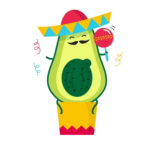 cappello di avocado, cartoon di avocado, dancing avocado, cartoon di avocado, avocado cartoon sombrero