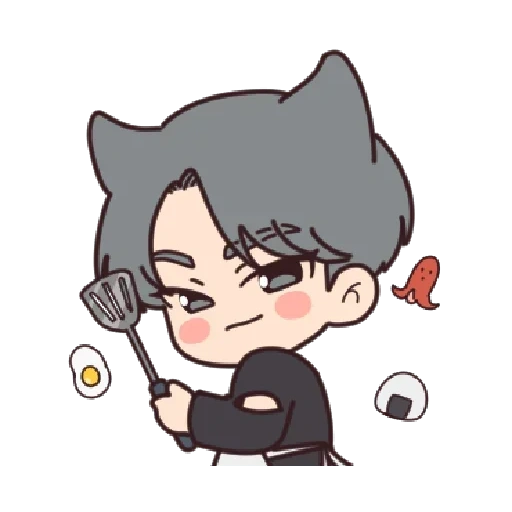 tao chibi, bts de chibi, chong guke chibi, chibi bts shuga, garoto preto gato