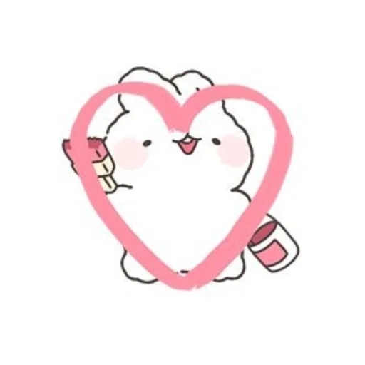 gambar lucu, hati merah muda, jantung pushin, stiker kucing lucu, mamegoma pitter-pitter hearts