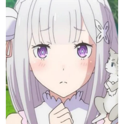 animação é fofa, amelia ray zero, emilia re zero, papel de animação, amelia anime chora