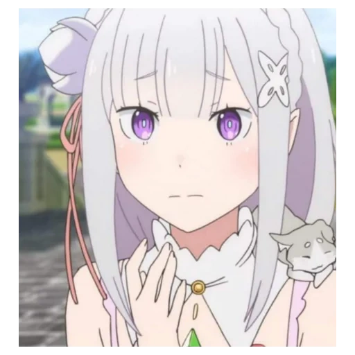 emilia ray zero, emilia re zero, re zero emilia, karakter anime, cuplikan layar emilia tanre zero