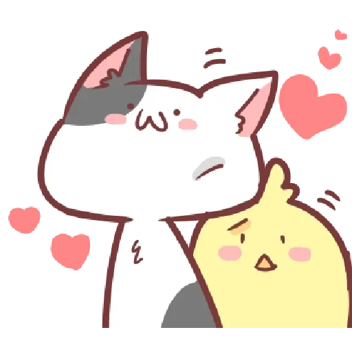 gatos kawaii, lindos dibujos de gatos, kawaii cats love, kawaii gatos una pareja, dibujos animados de amor