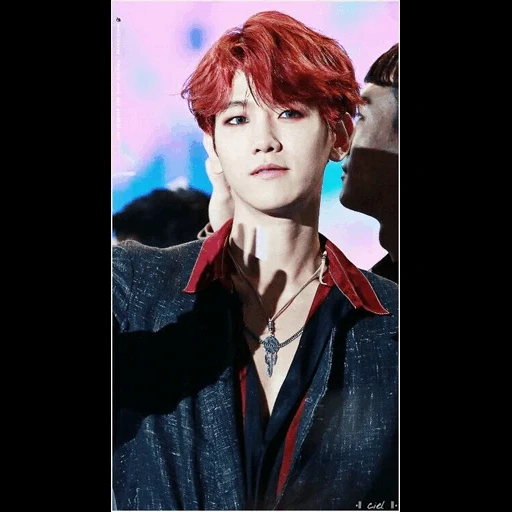 park chang yeol, baekhyun exo, exo baekhyun red, buchan la rousse, becken yeho aux cheveux roux