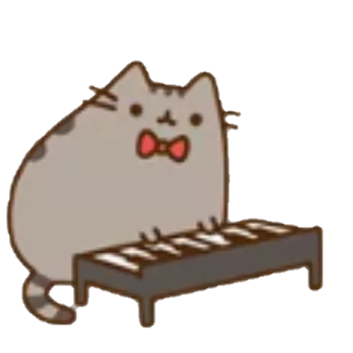 caja, gato pusheen, pianista de gato empuje, el piano de empuje del gato, pushin kat piano