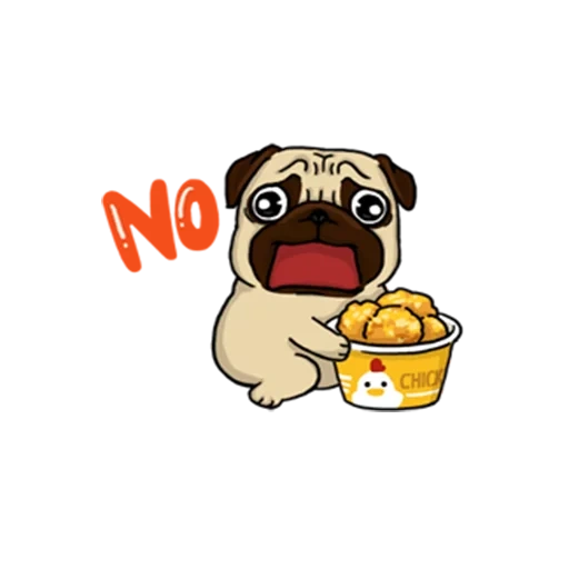 anjing pesek, pug lucu, stiker pesek, pola makanan pesek