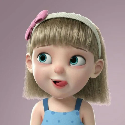 bambino, giovane donna, ragazza, cartone animato carino, cartoon girl