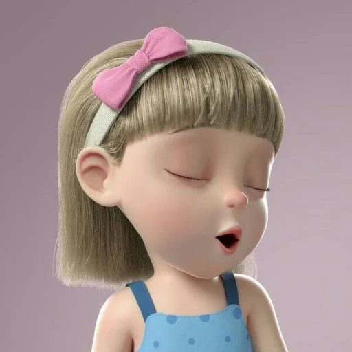 nissan, bambino, ragazza, carattere, 3d cartoon girl