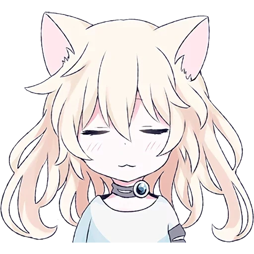 nekan, anime cute, osa whitecat, white cat girl, line chibi is some