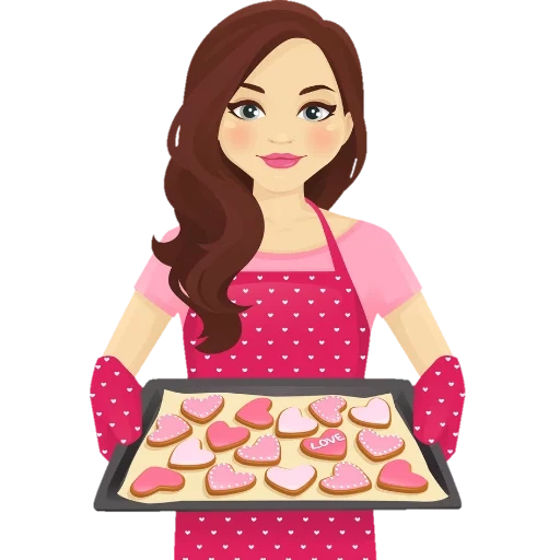 милая женщина, вектор женщина, иллюстрация женщина, девушка пирожками подносе, иллюстрация женщины пирогом
