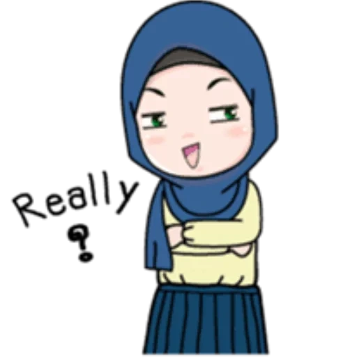 giovane donna, la ragazza emoji è un hijabe, disegni che disegnavano ragazze hijabe