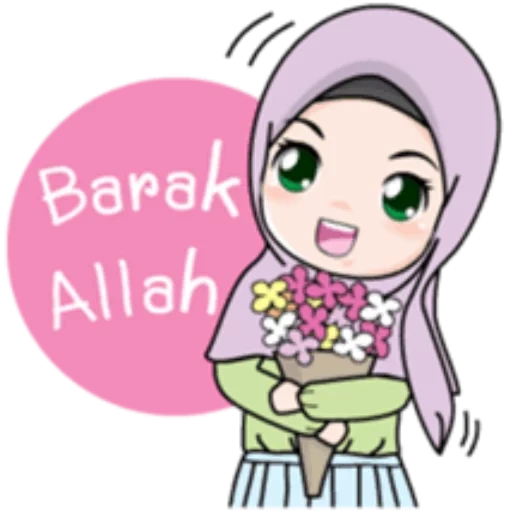 young woman, hijab stickers, muslim children's, emoji girl is a hijabe