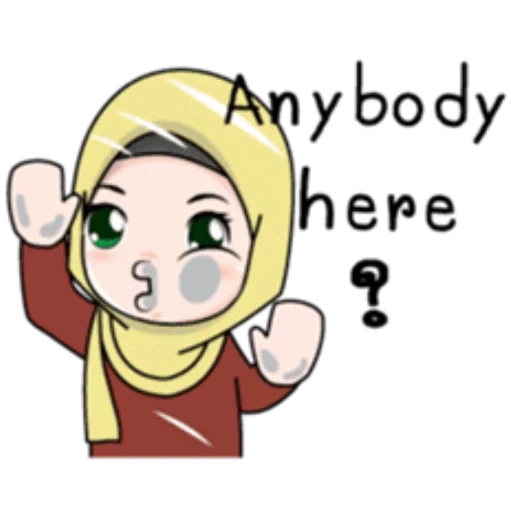 hijab cartoon, emoji islami, anak muslim