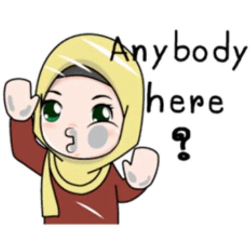 hijab cartoon, исламские эмодзи, мусульманские детские