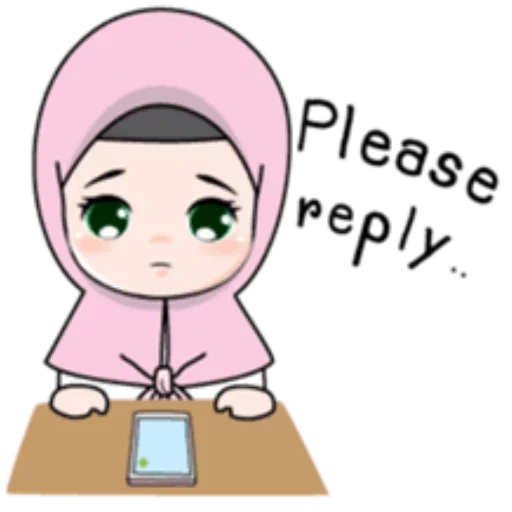 young woman, muslim, emoji girl is a hijabe, islamic kawaii drawings