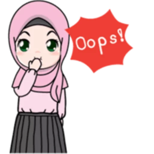 gadis, emoji islami, hijab gadis ekspresi