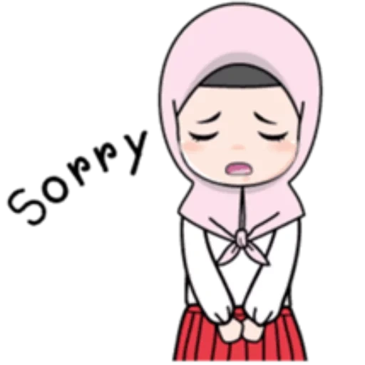menina, hijab cartoon, muçulmanos, lenço de cabeça de menina de expressão