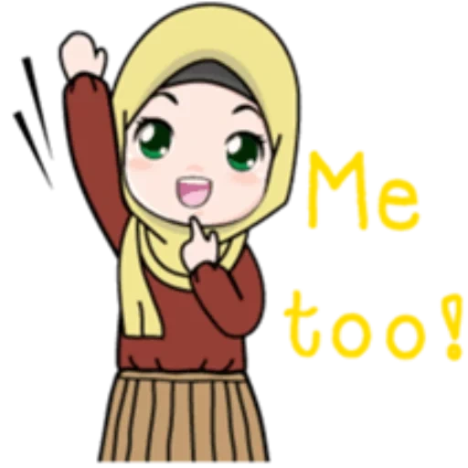 gadis, emoji islami, hijab gadis ekspresi