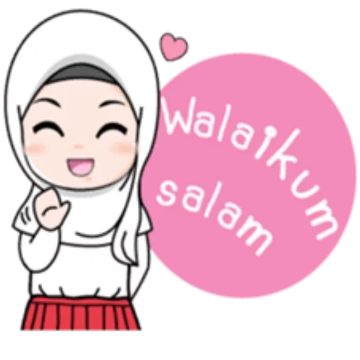 jeune femme, dessin animé de hijab, musulman, watsap musulman