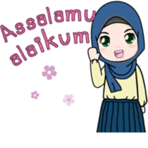 gadis, emoji islami, hijab gadis ekspresi