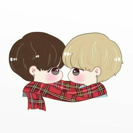 bts de chibi, bts arty, bts fanart, bts vkook chibi, bts thousand valley art