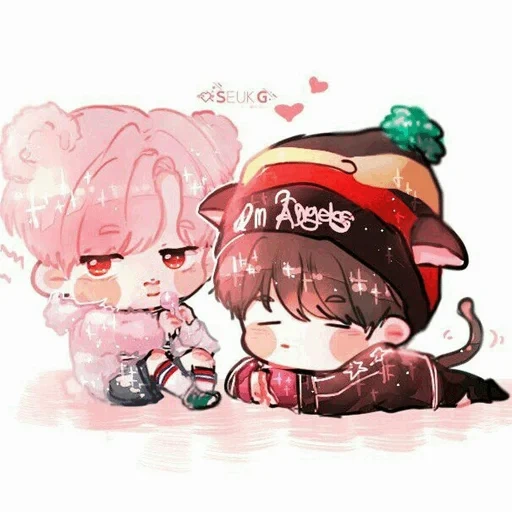 bts fanart, bts chibi vmin, chibi bts label, bts chibi jikook, bts chibi yoonseok