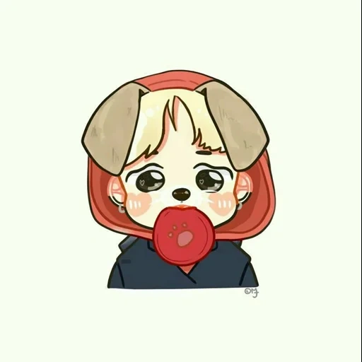 figure, color flood and red cliff, bts fanart, anime picture, park jimin chibi