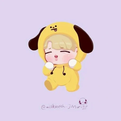 animación, bt21 qimin, chimmy suga, chibi rojo sensible amarillo, min yong un personaje bt21