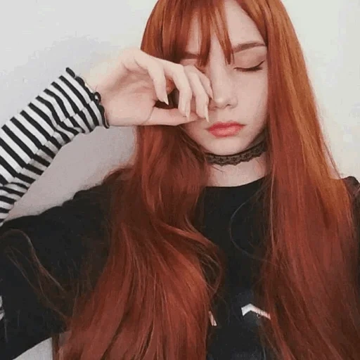 girl, red aesthetics, red hair color, long hair red, handsome red hair color
