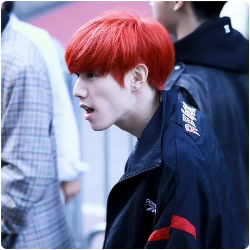 asiatique, jimin bts, bangtan boys, mark tuan cheveux rouges