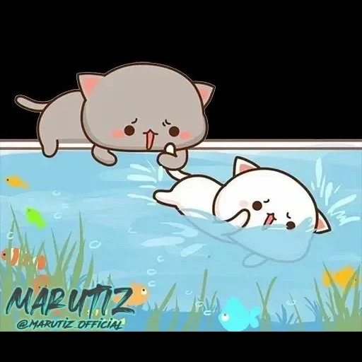 gatto, sigillo fuori chibi chuan, carino sigillo kawaii, kawai seal love, seal cavaie