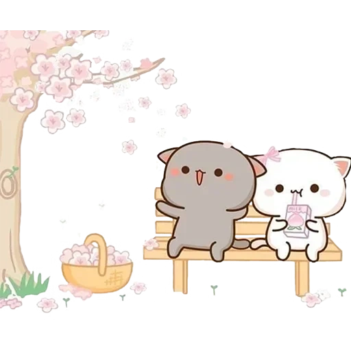 katiki kavai, lindos dibujos de kawaii, dibujos de lindos gatos, encantadores gatos kawaii, mochi cat wallpaper peach y goma